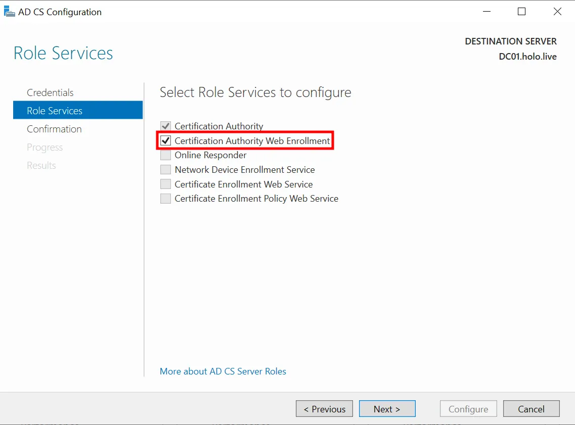 Configuring Certificate Authority Web Enrolment