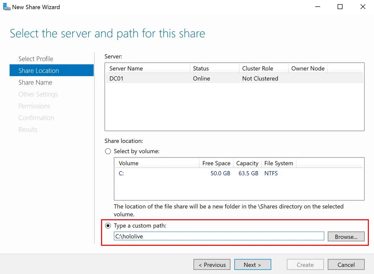 Adding Share Path
