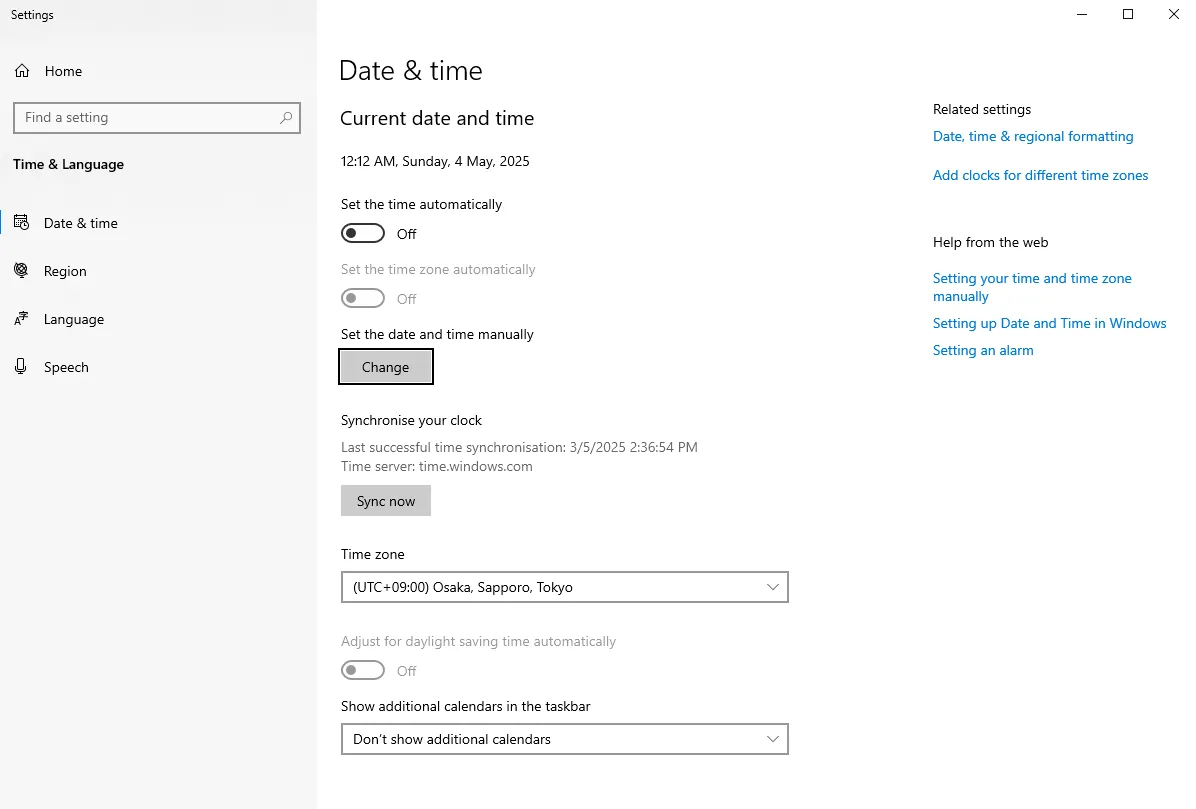 Image of changing our virtual machine's timezone to Japan