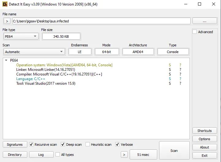 Image of the extracted file's file type