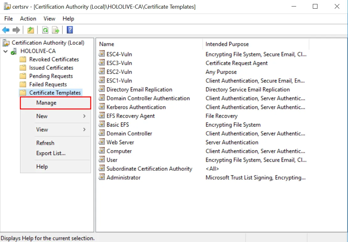 Certificate Template Management
