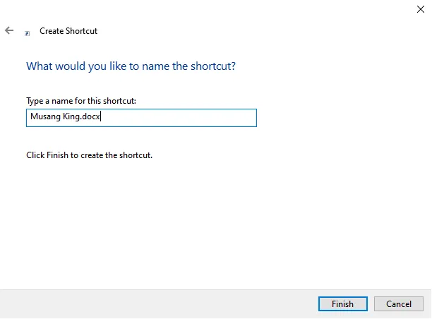 Image of naming the LNK file