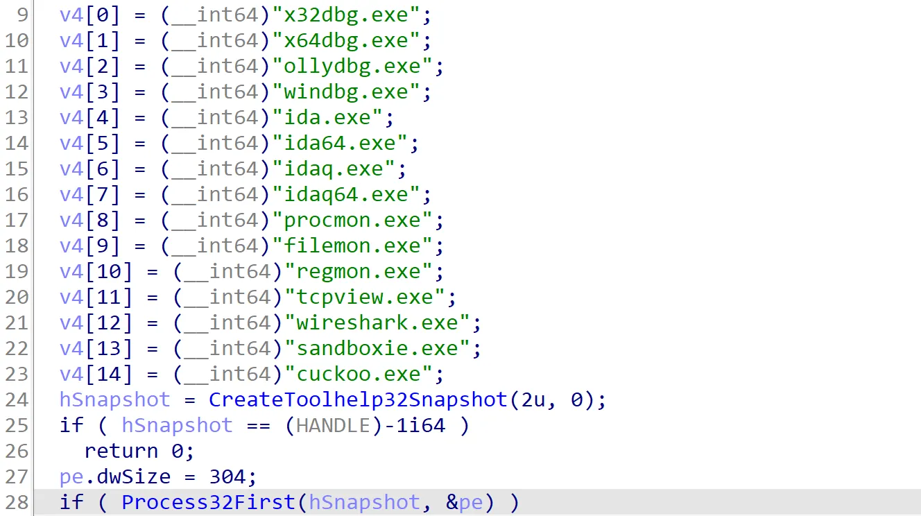 Image of 1st anti-debugger function