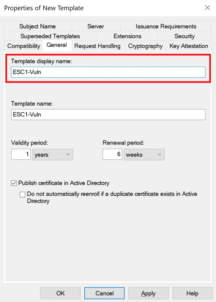 Renaming the Duplicated Certificate Template