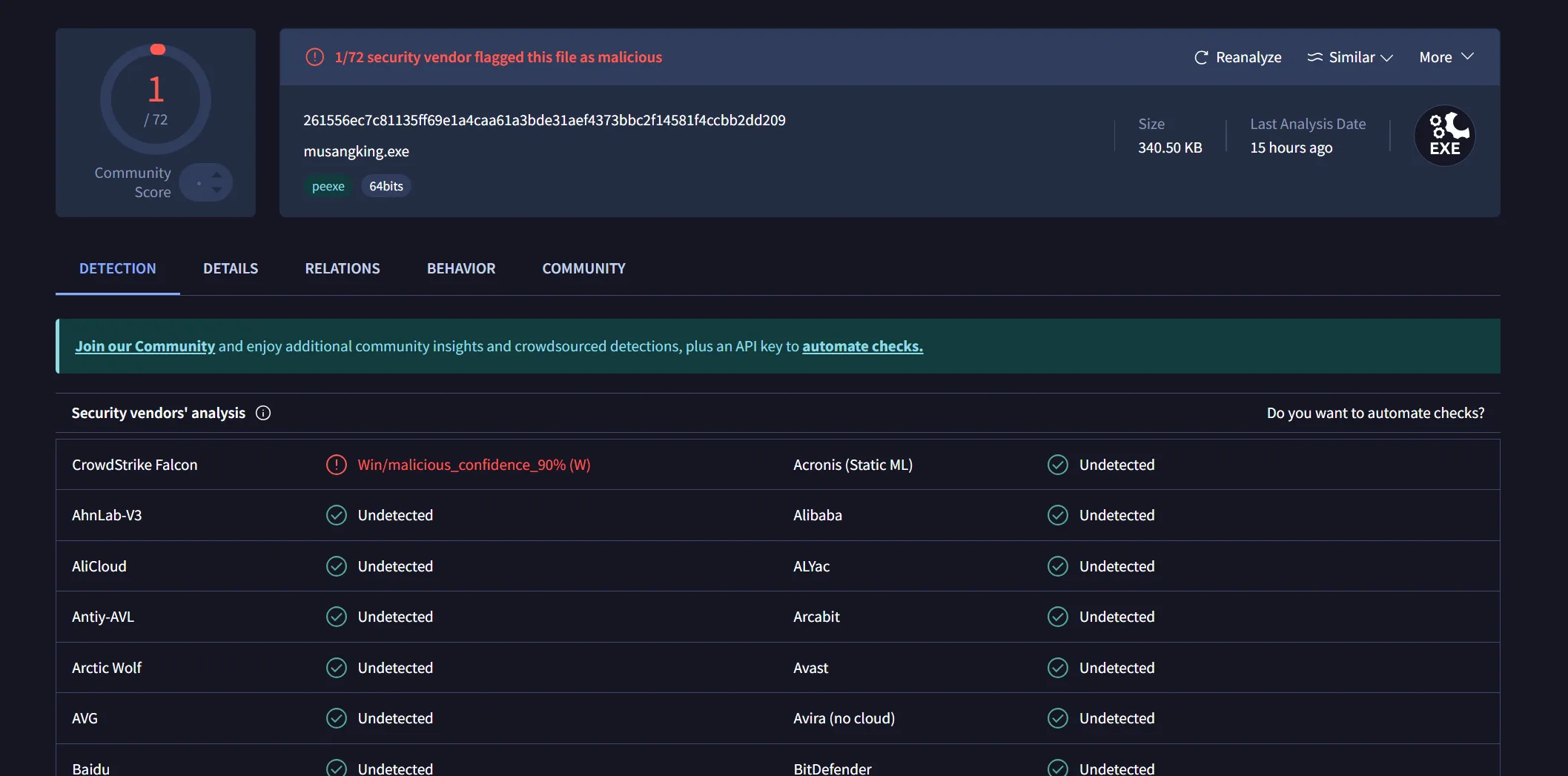 Image of the 3rd stager on VirusTotal