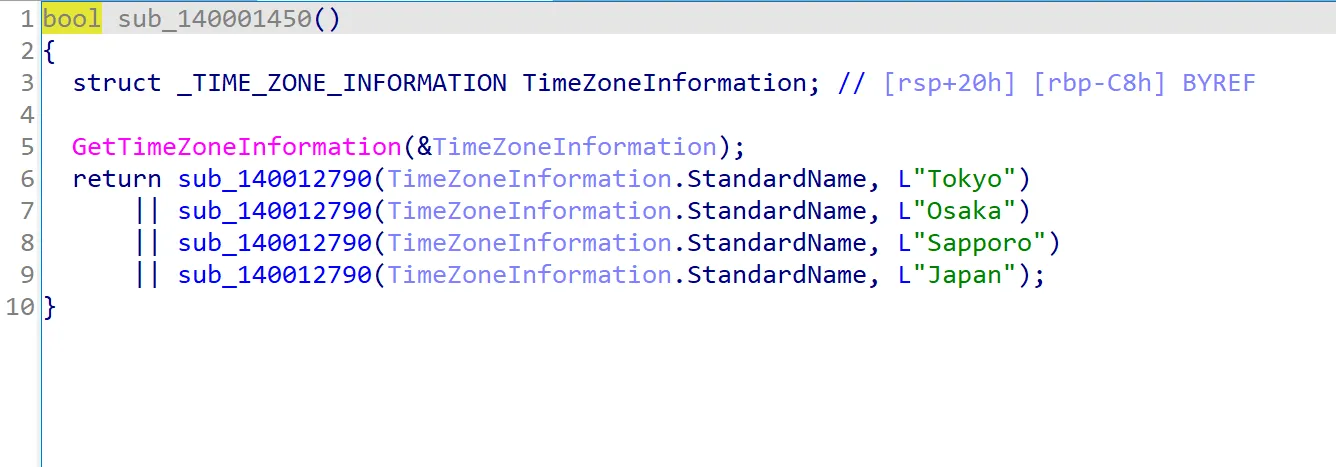 Image of a function checking for time zone