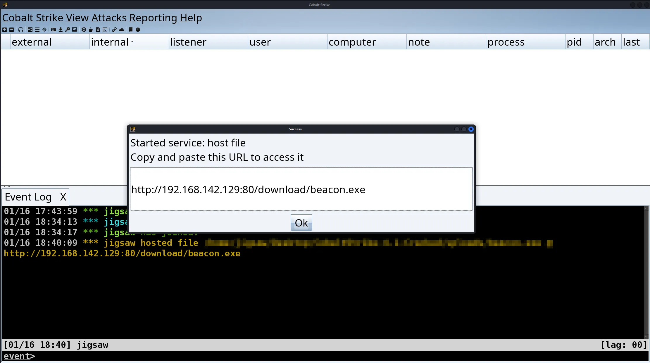Image of URL hosting the beacon