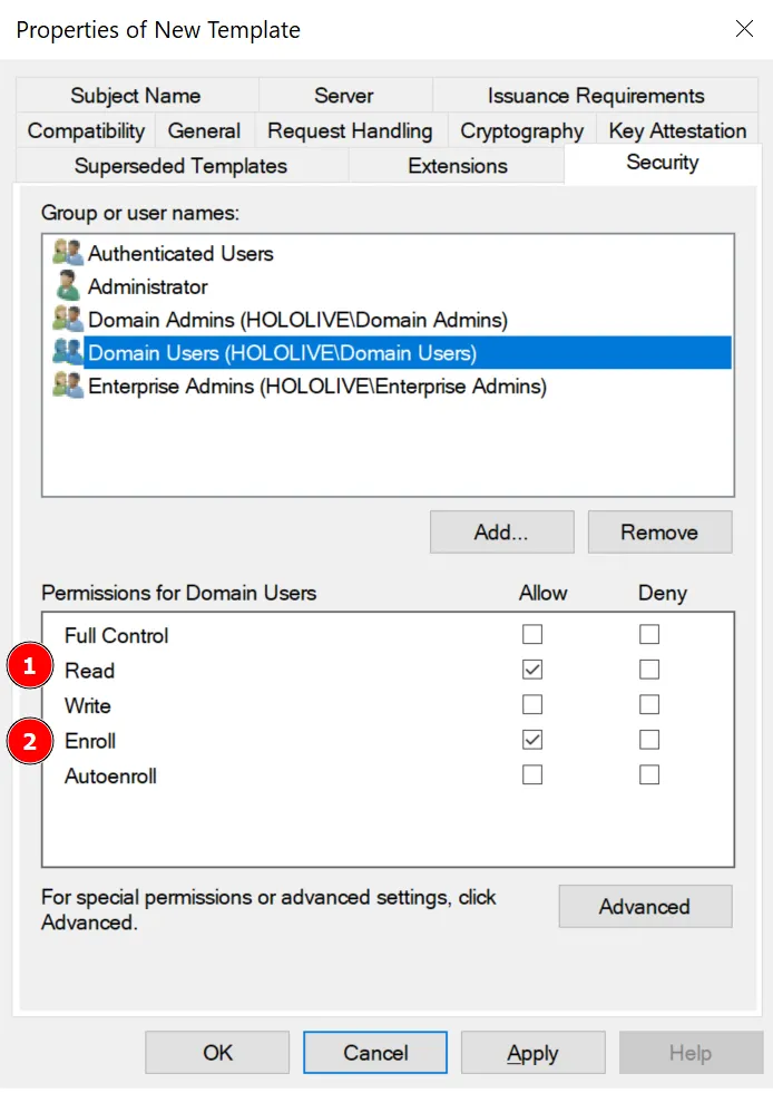Configuring Certificate Enrolment Permissions