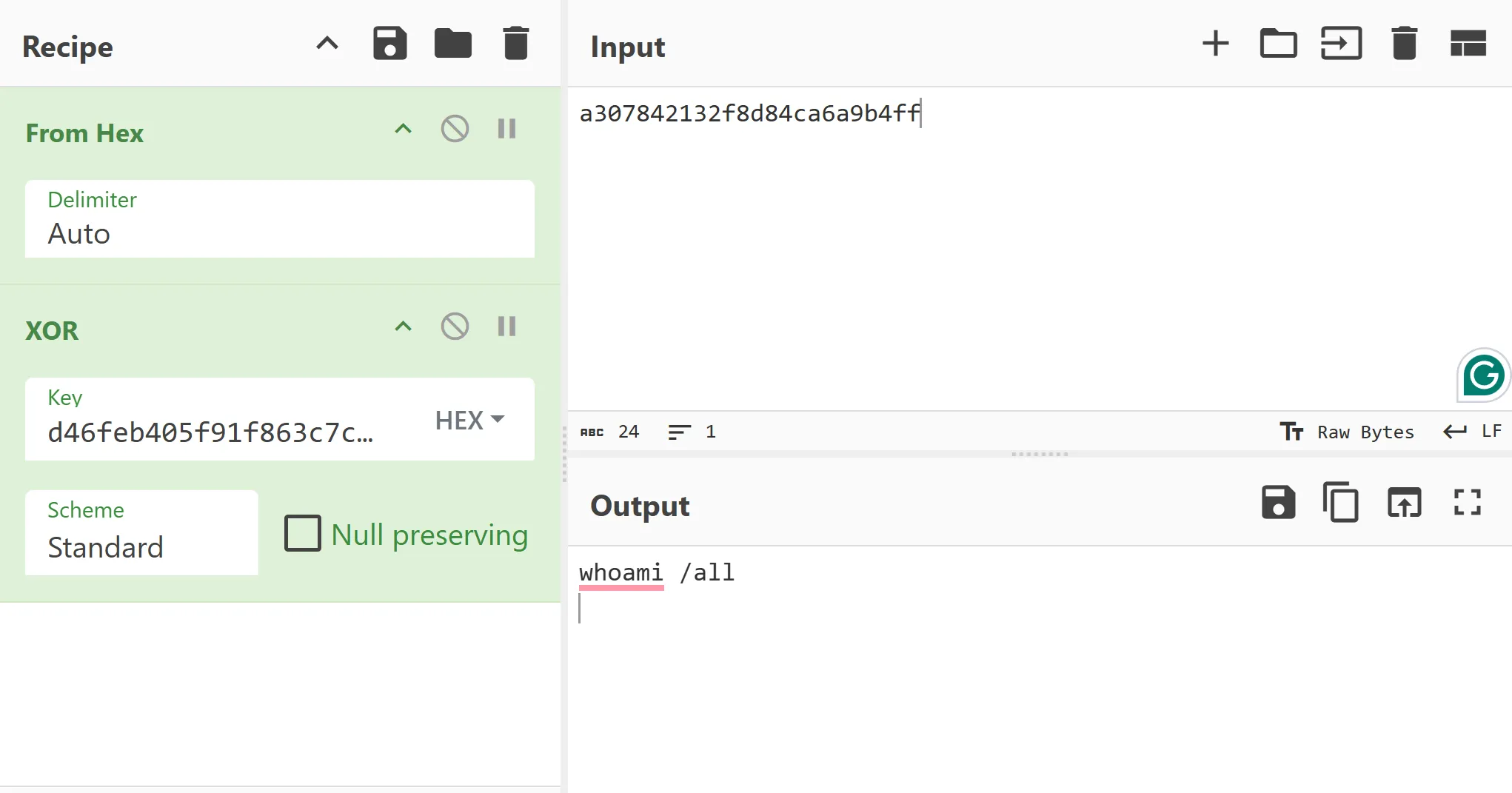 Image of decrypting commands from the packet capture file
