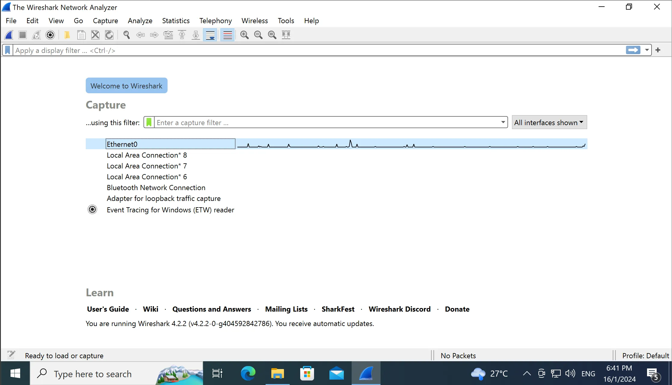 Image of the Wireshark interface